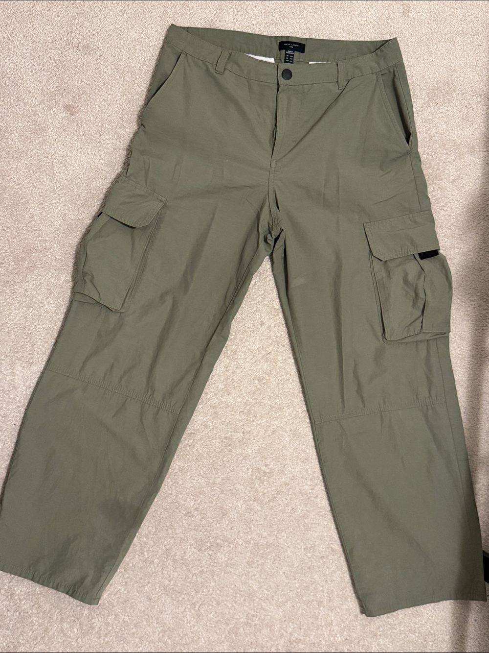 New Look Olive Green Cargo Trousers with Flap Pockets
